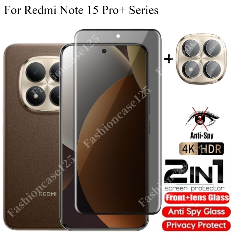 2in1 Redmiหมายเหตุ15 Pro + โค้งส่วนตัวกระจกนิรภัยAnti-Spyคลุมทั้งหมดป้องกันหน้าจอAnti Peekความเป็นส่วนตัวฟิล์มสําหรับRedmiหมายเหตุ15 Pro + 15Pro Note15 5G 4G Anti Peekความเป็นส่วนตัวฟิล์ม