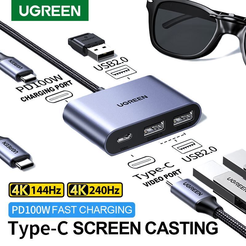 UGREEN สถานีแท่นวางวิดีโอ 5 in 1 10Gbps TypeC AR ตัวแปลงแว่นตาสําหรับแล็ปท็อป Huawei UsbC Projection
