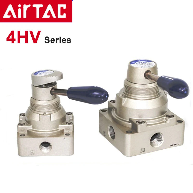 Airtac 4HV210-08/330-10/430-15 สวิตช์นิวเมติกวาล์วลมแบบแมนนวลวาล์วคันโยกมือ (4/2 Way, 4/3 Way) Y Y