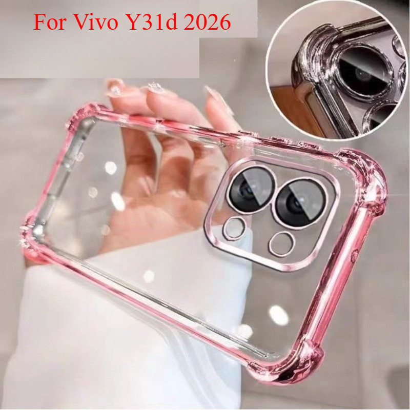 ปลอกสําหรับ Vivo Y05 Y31d Y31 Y21 Y21d Y11d Y500i V70 FE Elite 5G 4G 2026 โปร่งใสกันกระแทกฝาหลังซิลิโคนสี่มุมเคสโทรศัพท์