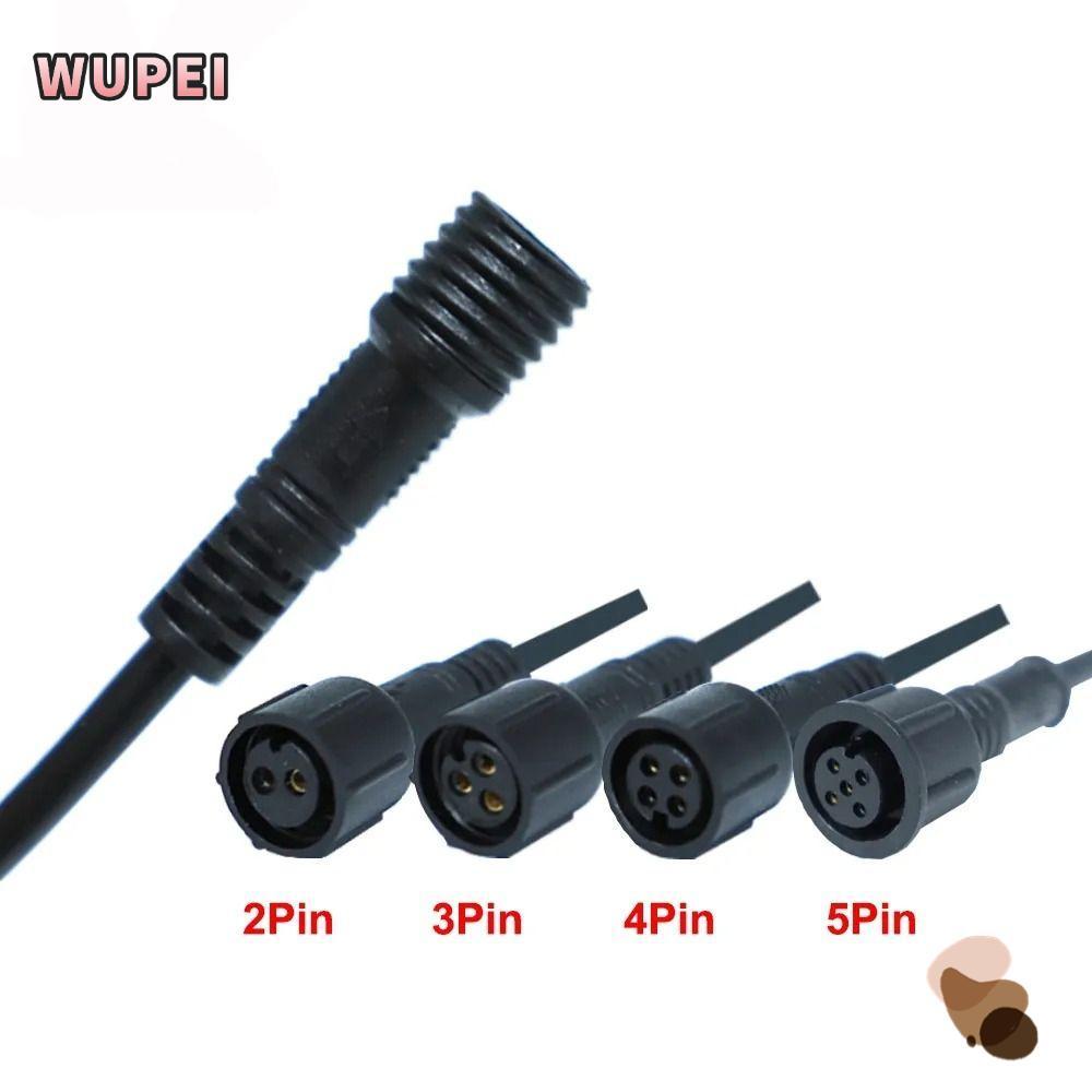 WUPEI ชายหญิง LED Connector, IP67 20 ซม.2Pin 3Pin 4Pin แจ็ค,สายสีดํา 2Pin 3Pin 4Pin สายไฟกันน้ํา LED