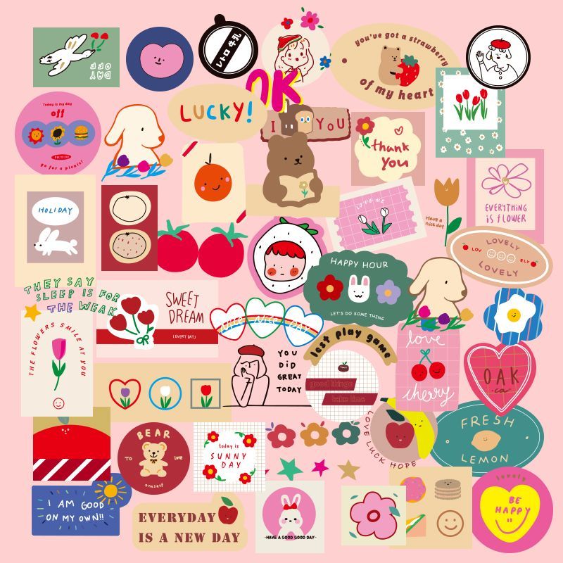 50 ชิ้นวันแดดสติกเกอร์ขนาดเล็ก อิน สไตล์สไตล์เกาหลีสติกเกอร์กันน้ําเคสโทรศัพท์โน๊ตบุ๊ค ทําเอง ตกแต่ง