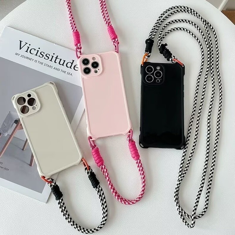 สําหรับOppo Reno 15 14 13 12 Pro 12F 4G 5Gฝาครอบสายคล้องไหล่Lanyard Airกระเป๋ากันกระแทกGlossy Jellyปลอกโทรศัพท์นุ่ม