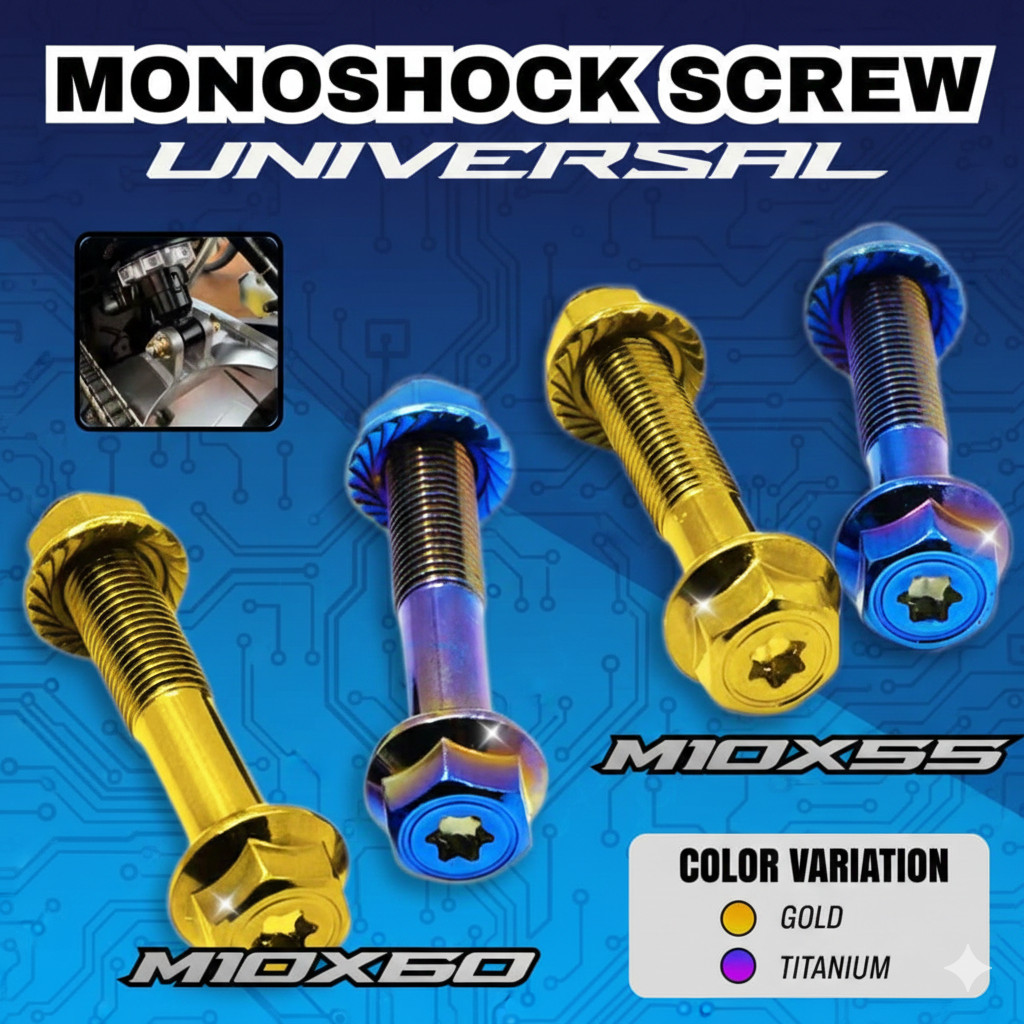 M10X55 / M10X60 MONOSHOCK SCREW LC135 / Y15 / Y16 / RS150 / VF3I MONOSHOCK SKRU M10