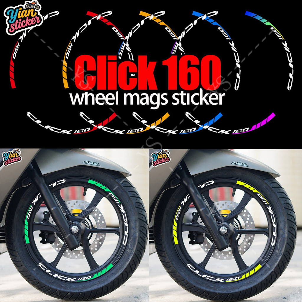 Click 160 Mags Rim สติกเกอร์สําหรับ Honda Click 160 อุปกรณ์เสริมรถจักรยานยนต์ไวนิลสะท้อนแสง Decals ส