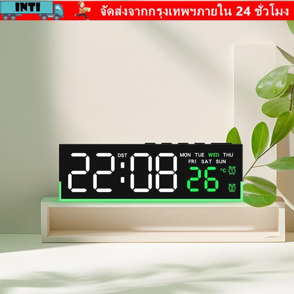 อินติ นาฬิกาดิจิตอล นํา อุณหภูมิพร้อมปฏิทินนาฬิกาปลุกข้างเตียงวันที่ควบคุมเสียงบรรยากาศแสง นํา นาฬิกาไฟกลางคืนบ้าน