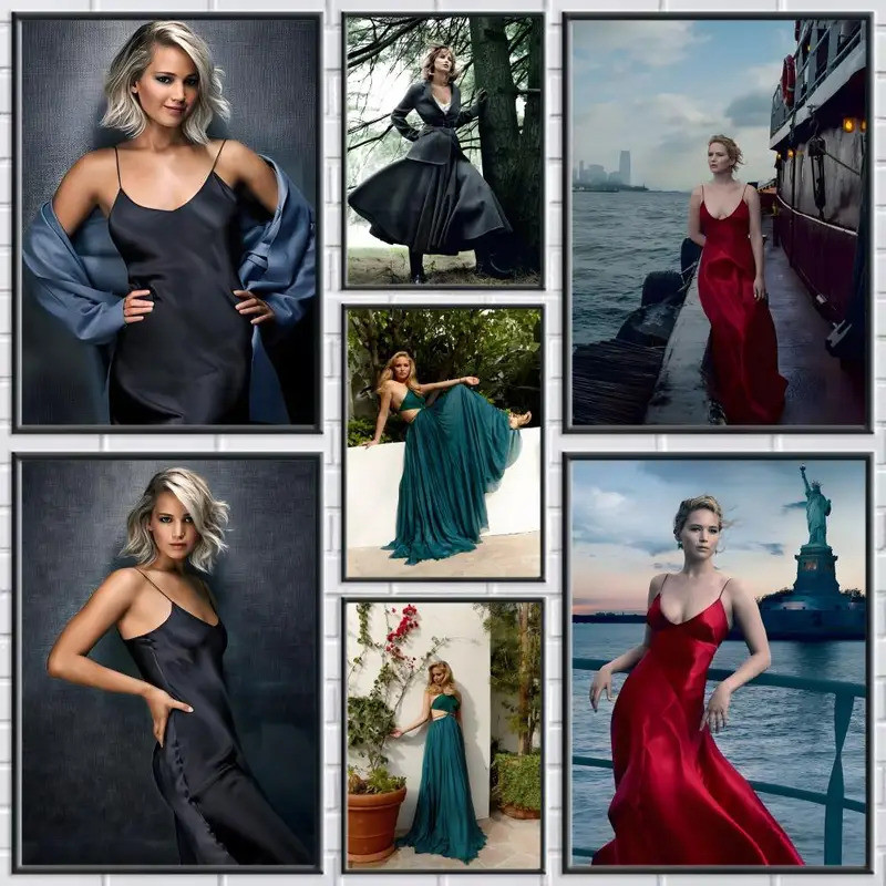 J-Jennifer L-Lawrence ภาพวาดการประดิษฐ์ตัวอักษร HD ผ้าใบ Wall Art Home Office หอพักตกแต่ง