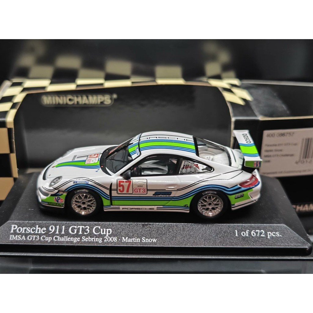 [คลังสินค้าพร้อม] Mini Cut Porsche 911 2008 GT3 Porsche 911 GT3 Cup IMSA GT3 Cup Challenge Sebring 2