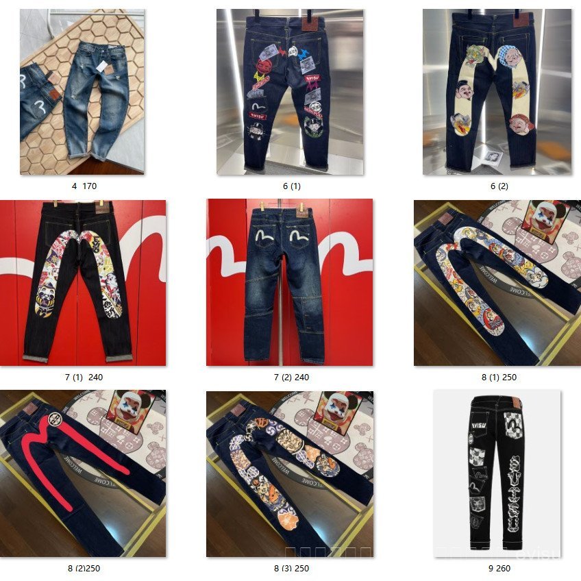 evisu กางเกงยีนส์ fushen Street Wear คุณภาพสูง