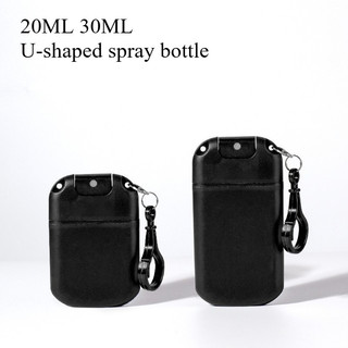 20/30ML ขวดสเปรย์การ์ดพลาสติกรูปตัว U กดน้ําหอมแอลกอฮอล์ตัวอย่างขนาดเล็กสําหรับเดินทางพร้อมตะขอ