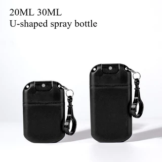 20/30ML U-Shaped Press น้ําหอมขวดสเปรย์การ์ดพลาสติกแอลกอฮอล์ Mini ตัวอย่างสําหรับเดินทางพร้อมตะขอ