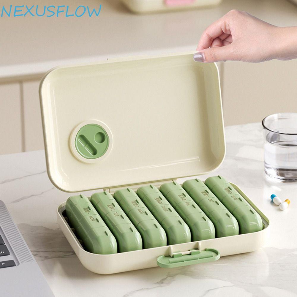 NEXUSFLOW ที่เก็บยา 7 วัน, กันฝุ่น 21/28 ตารางกล่องยาทุกวัน, ที่เก็บยา Moisture-proof Week Mark ที่ถ
