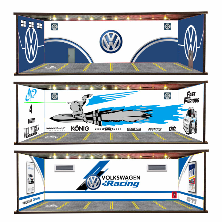 KRMK DIORAMA GARAGE 1:64 GARAGE VOLKSWAGEN VW JETTA พร้อม LED