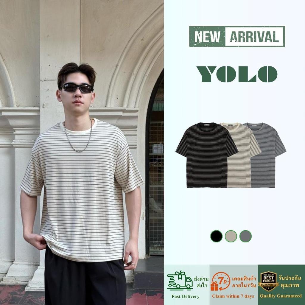 YOLO เสื้อยืด OVERSIZE เสื้อยืดโอเวอร์ไซส์ เสื้อยืดแขนสั้น ผ้าฝ้ายแท้ เสื้อลาย ใส่สบาย Y262333