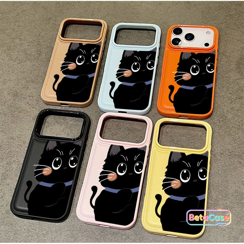 เคสโทรศัพท์ไอโฟน ลายแมวดำการ์ตูนน่ารัก ขอขรึมมองทะลุๆ for iPhone 17 16 15 14 13 12 11 17ProMax 17Pro 16plus