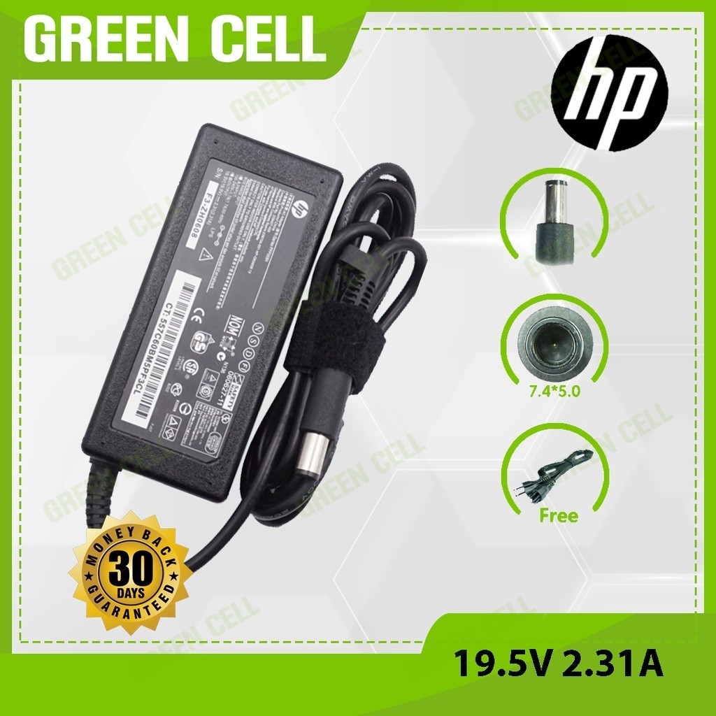 อะแดปเตอร์ชาร์จแล็ปท็อป H.P 19.5V 2.31A 7.4mm x 5.0mm สำหรับ EliteBook Folio 9470m 9480m 744893-001