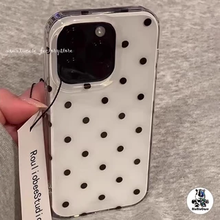 โปร่งใส จัดส่งจากประเทศไทย เคสจุดคลื่นสีดํา for iPhone เคสไอโฟน 11 12 13 14 17 15 16 PLUS PRO MAX X XS MAX XR 7/8PLUS