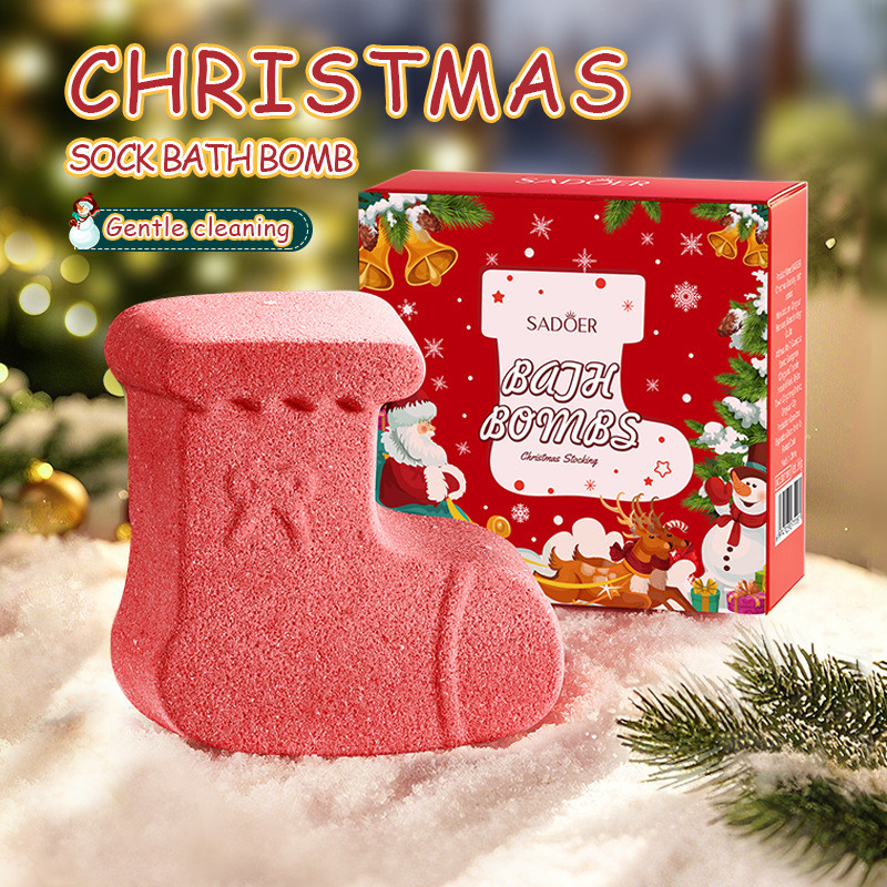 SADOER Christmas Stocking Bath Bomb Deep Cleanser Body Bath Salt JKV0