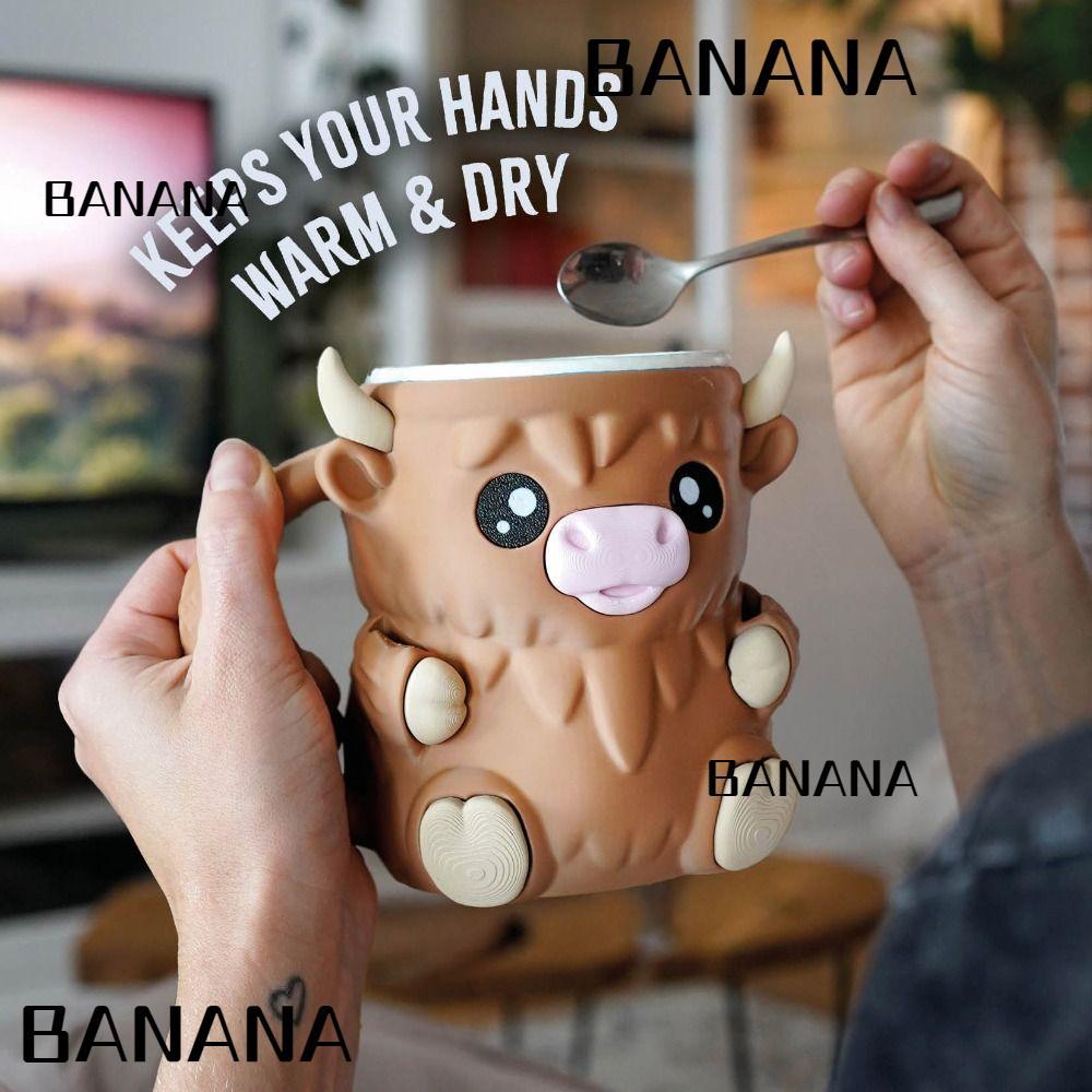 BANANA1 Ice Cream Pint Rack, Leak Proof Highland Cow Ice Cream Pint Holder, Cute Printing Antifreeze
