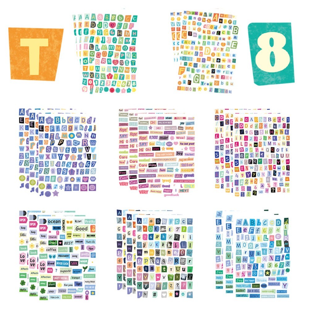 สติ๊กเกอร์ตัวเลขและตัวอักษร 8 ชิ้น Alphanumeric สติ๊กเกอร์ตกแต่ง