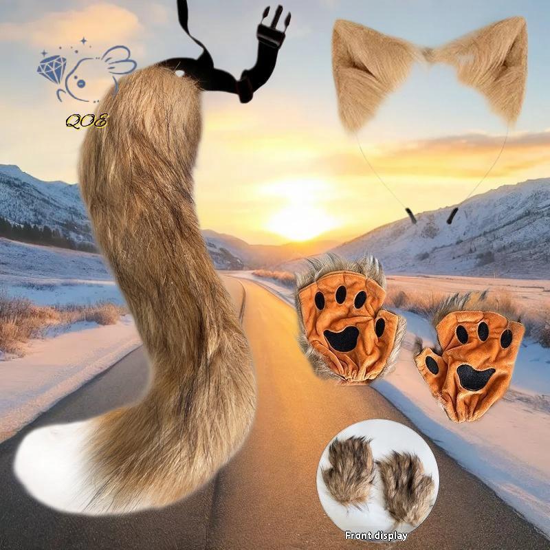 [QOE] 1/3 ชิ้น Fox Tail หูน่ารัก Paw ถุงมือชุดตุ๊กตาคอสเพลย์ภาพเคลื่อนไหวนิทรรศการปาร์ตี้ฮาโลวีน Pro