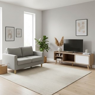 Looms  โซฟาCrazy-2S สีเทาอ่อน&ไซด์บอร์ด ClintaTV150 สีโซลิดโ…