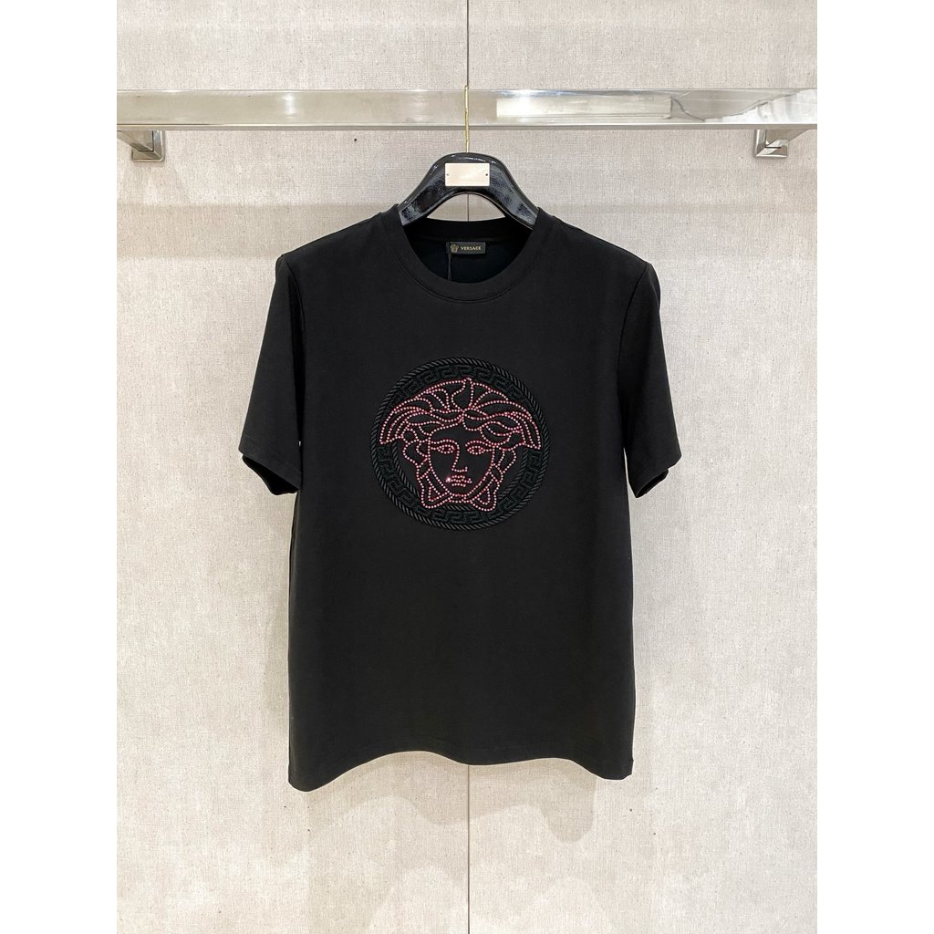 เสื้อยืดแขนสั้น VERSACE สไตล์ อเมริกัน สำหรับทั้งผู้ชายและผู้หญิง