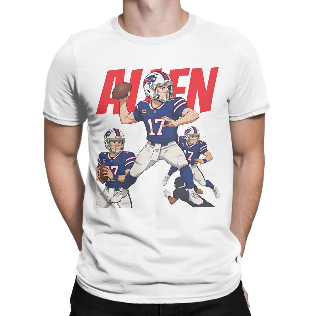 Josh Allen T-Shirt สำหรับผู้ชาย ทำจากผ้าฝ้าย สไตล์เสื้อแขนสั้น