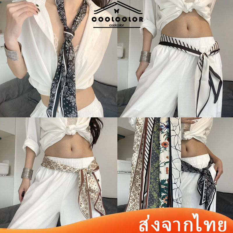 ในไทย💖ผ้าพันคอผ้าไหมผ้าซาติน แบบยาว วินเทจแฟชั่น อเนกประสงค์  ผ้าพันคอผ้าไหมผู้หญิงเข้ากับทุกการแต่งกาย.COD