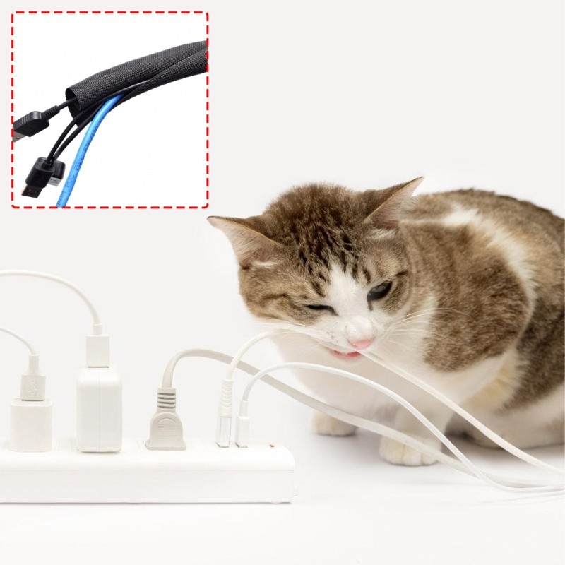 BTM Pet Proof Cable Protector SelfWrapping Chew Resistance Cord Cover สําหรับสุนัขแมวสารหน่วงไฟ PET 