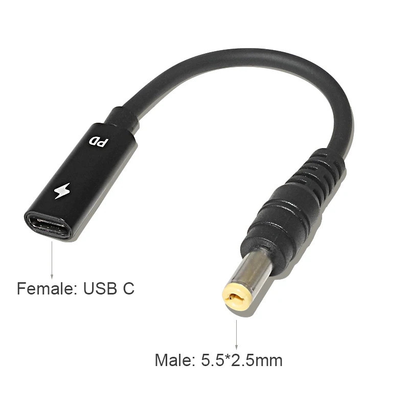 USB Type C หญิงถึง 5.5X2.5 มม.ชายปลั๊กสายแปลงสําหรับ Asus Toshiba 19V แล็ปท็อป Charger Power Adapter