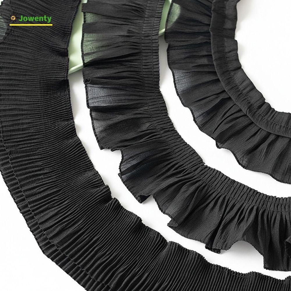 JOWENTY ชีฟองลูกไม้ Trims, 2Yards กว้าง 9-12 ซม.Ruffled Lace Trims, ผ้าชีฟอง