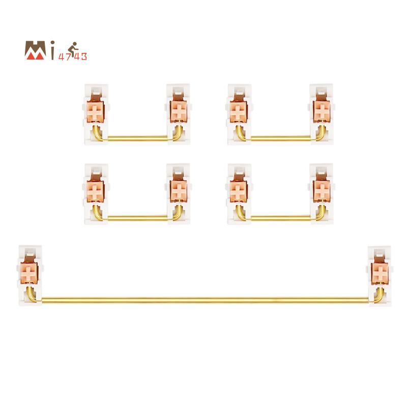 Mi4743Gold Plated Plate Mounted Stabilizer สําหรับ Custom Mechanical Keyboard 2U 6.25U (1+4, สีขาวสี