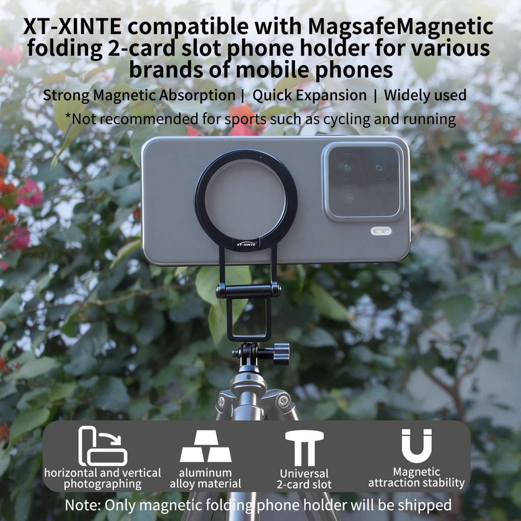 XT-XINTE เข้ากันได้กับที่วางโทรศัพท์ช่อง 2 การ์ดแบบพับได้ Magsafe สําหรับโทรศัพท์มือถือหลากหลายยี่ห้