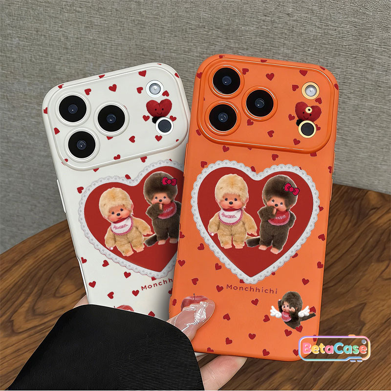 เคสโทรศัพท์มือถือรูปหัวใจน่ารักรูปลิง Case iPhone 17 Pro Max 16 Pro Max Plus 15 Pro Max 14 13 12 11 Pro Max Plus