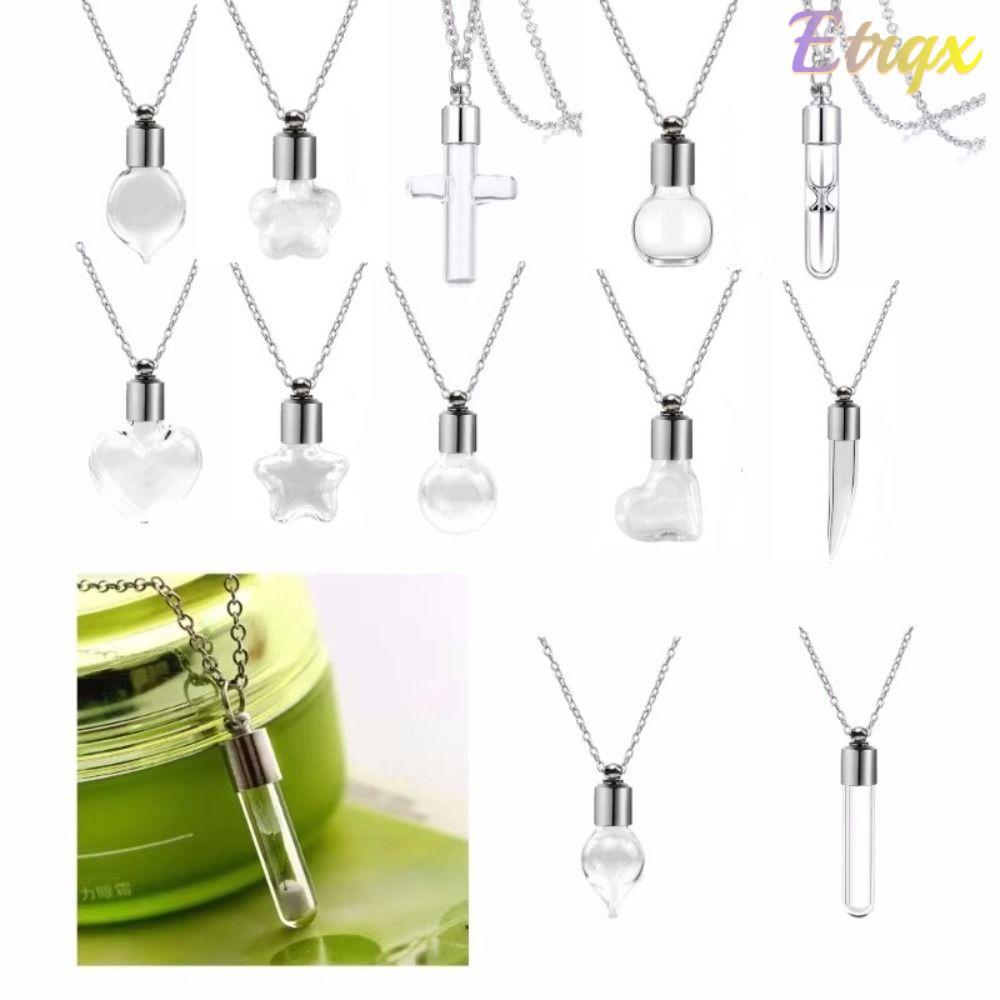 ETRQX สร้อยคอขวดแก้วใส, DIY น้ำหอม Vial จี้