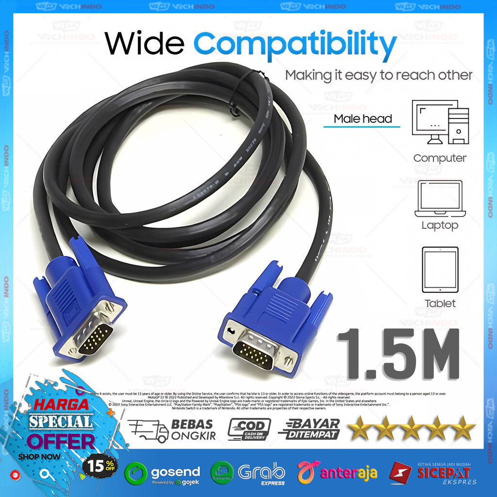 สาย VGA 1.5M / 3M / 5M / 10M Silver Plated Plug & Play Clear Image !!
