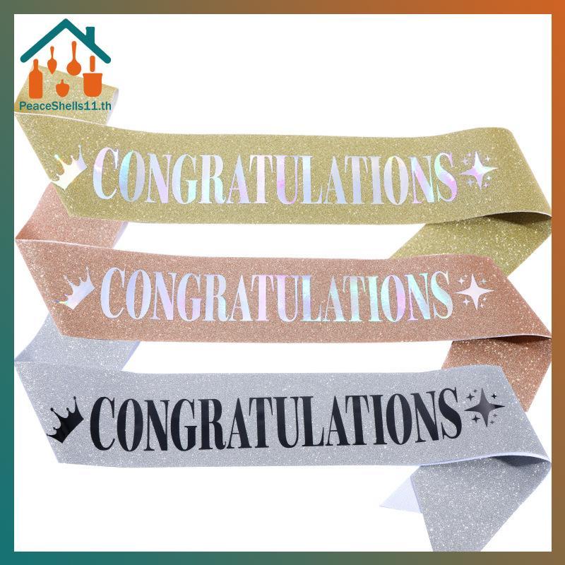 PeaceShells 2025 อุปกรณ์ตกแต่งงานปาร์ตี้รับปริญญา: สายสะพายผ้าซาตินกลิตเตอร์สําหรับพิธีก้อง TH