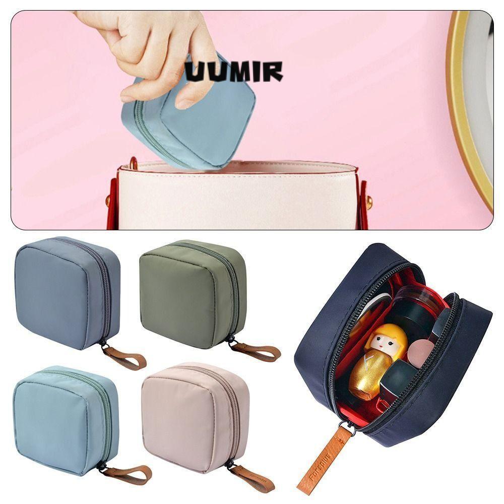 UUMIR กระเป๋าเครื่องสําอางที่เก็บของในบ้านอเนกประสงค์ปากกระเป๋าสีแดงกระเป๋าเปลี่ยนขนาดเล็กแบบพกพาขาอ