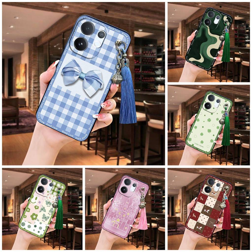 พู่ Bell เคสโทรศัพท์สําหรับ VIVO V70 5G กันกระแทกป้องกันฝุ่นแฟชั่นออกแบบป้องกันการ์ตูนกันน้ํา Dirt-proof Anti-knock TPU ซิลิโคนนุ่มกรณีน่ารัก Graffiti เต็มห่อ