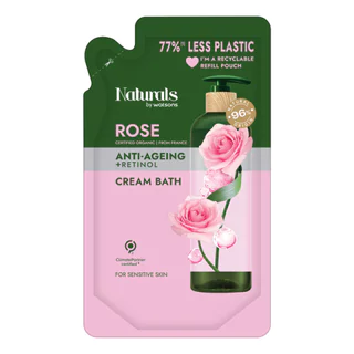 Naturals by Watsons เนเชอรัล บาย วัตสัน โรส ครีม บาธ 450มล.(รีฟิล)