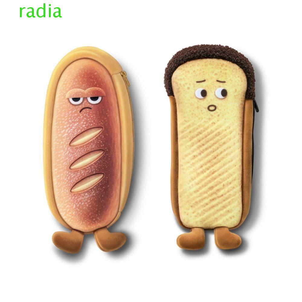 RADIANTZAP Bread Toast Pencil Case, Bread Toast Bread Pen Box, Cosmetic Bag Large Capacity Funny Toa