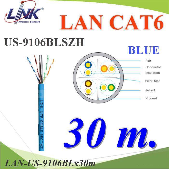 30 เมตร สายแลน CAT6 AT6 UTP LAN-US-9106BLSZHสีฟ้า ใช้ภายใน