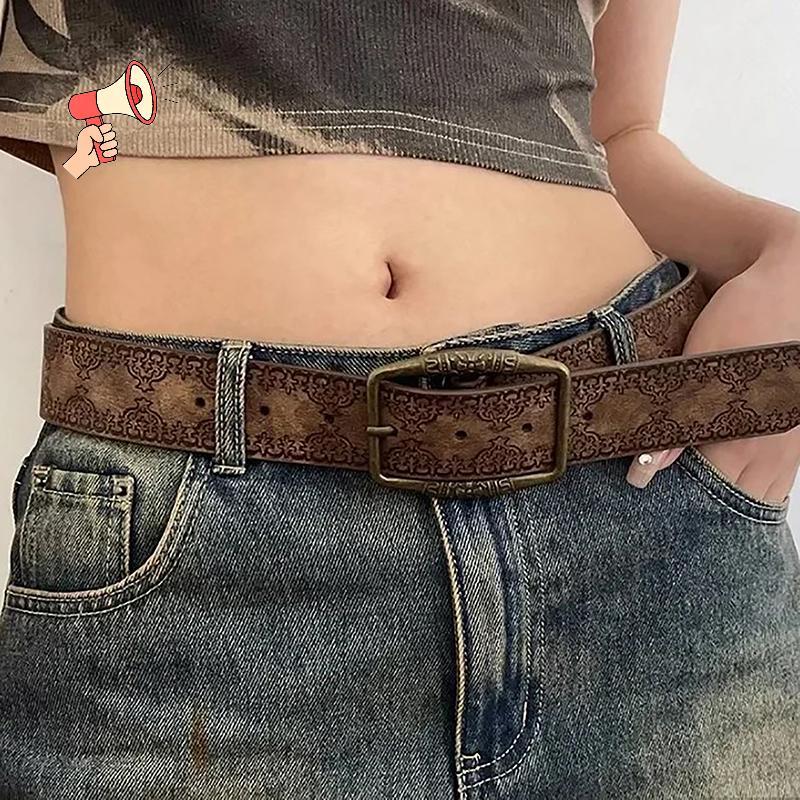 [MZ] เข็มขัดแฟชั่นHip Hop PUสำหรับผู้หญิง สไตล์เรโตรY2K กุญแจบลูเพน