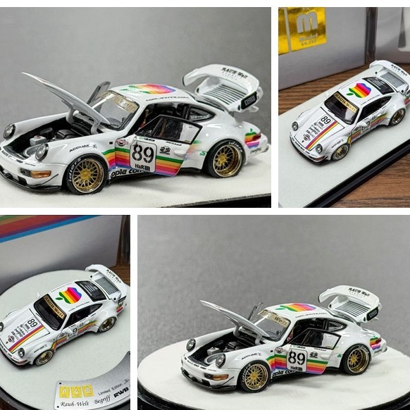 PGM 1: 64 Porsche RWB 964 89#白苹果 โลหะผสมเปิดอย่างเต็มที่รถรุ่นผลิตภัณฑ์สําเร็จรูปร่างกายกว้าง