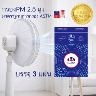 [มาตรฐาน USA] แมกน่า แผ่นกรองฝุ่น PM 2.5 กรองฝุ่นพัดลม แผ่นด…