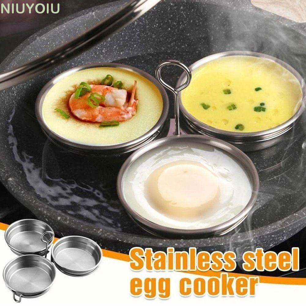 ที่นี่ หม้อหุงไข่สแตนเลสรูปหัวใจ 3-in-1 แม่พิมพ์ไข่เจียว เครื่องครัวทนทาน สำหรับอาหารเช้าเด็ก