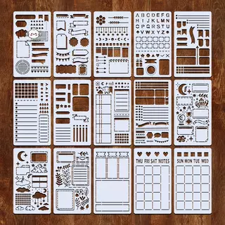 {maybest} 15 ชิ้นไดอารี่วาดแม่แบบReusable Bullet StencilsสําหรับภาพวาดDIY Scrapbookingไดอารี่สมุดภาพวารสารเครื่องเขียนของขวัญ {TH}