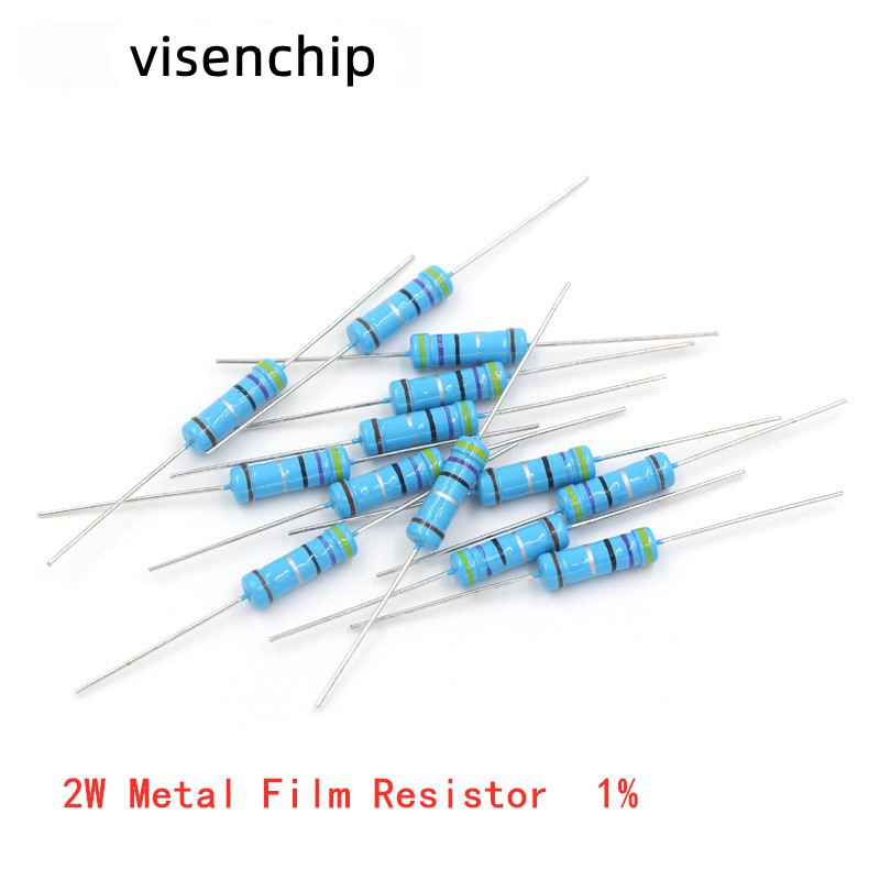 20pcs 2W โลหะตัวต้านทานฟิล์ม 2W 1% 0R - 2.2M 6.8R 7.5R 8.2R 9.1R 10R 11R 12R 13R 15R 16R 18R 20R 22R