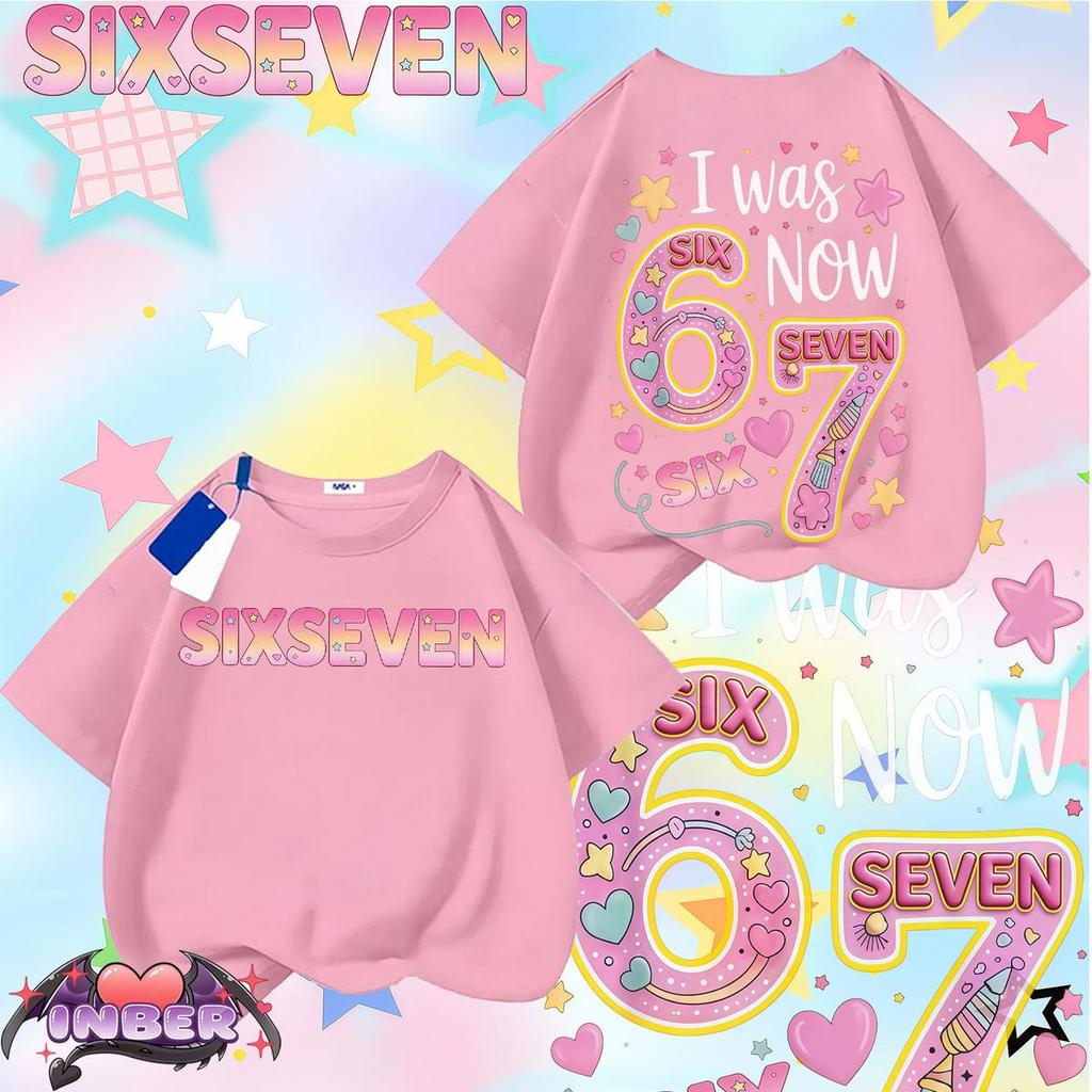 KIDS ครึ่งราคา ซีรี่ส์มีมสุดฮิต SIX-SEVEN พิมพ์ลายคุณภาพสูง สไตล์เกาหลีเรียบง่าย ซีรี่ส์ลายใหญ่ เหมาะสำหรับทุ